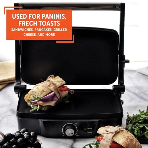 IMUSA Stainless Steel Panini Press Electric with Adjustable Temperature Settings and Nonstick Plates, 1200W - 6