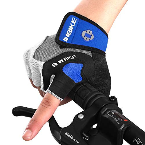 INBIKE 5mm Gel Pad Half Finger Bike Bicycle Cycling Gloves Blue Large - 2