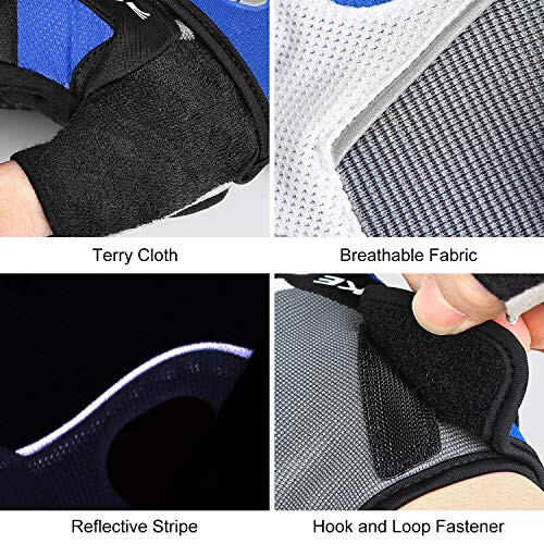 INBIKE 5mm Gel Pad Half Finger Bike Bicycle Cycling Gloves Blue Large - 7