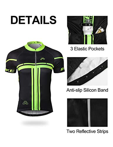 INBIKE Cycling Jersey Mens Set Breathable Biking Outfit Quick-Dry Short Sleeve Bicycle Shirts with 3D Padded Shorts Large Black - 3