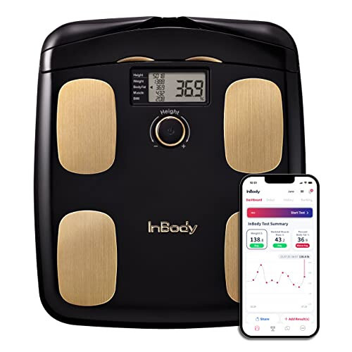 InBody Dial H20 Vücut Yağı Ölçeği - Vücut Ağırlığı, Yağ Oranı ve Kas Kütlesi İçin InBody Ölçeği - Erkek ve Kadınlar İçin Spor Salonu Aksesuarı, Vücut Yağı Ölçüm Cihazı - Bluetooth Bağlantılı, Gece Mavisi - 1