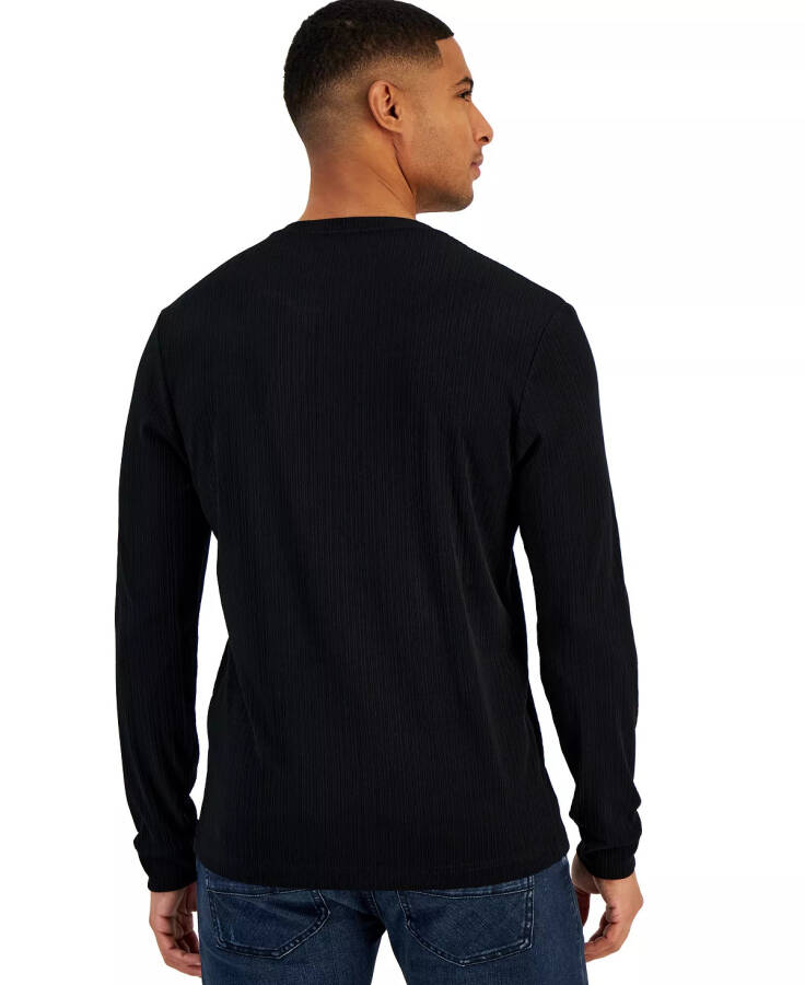 INC International Concepts Men's Lightweight Ribbed Henley Shirt, Created for Macy's Deep Black - 2