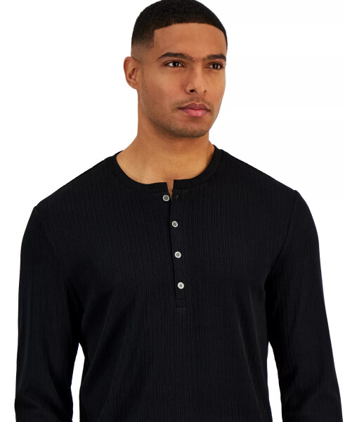 INC International Concepts Men's Lightweight Ribbed Henley Shirt, Created for Macy's Deep Black - 3