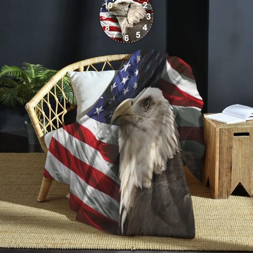 Independence Day Patriotic Blanket, 4th of July American Eagle Flag Super Soft 60