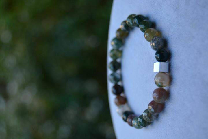 Indian Agate Unisex Natural Stone Bracelet for Both Women and Men, Locally Produced Turkish Goods - 1