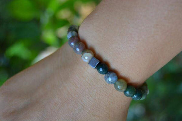 Indian Agate Unisex Natural Stone Bracelet for Both Women and Men, Locally Produced Turkish Goods - 2