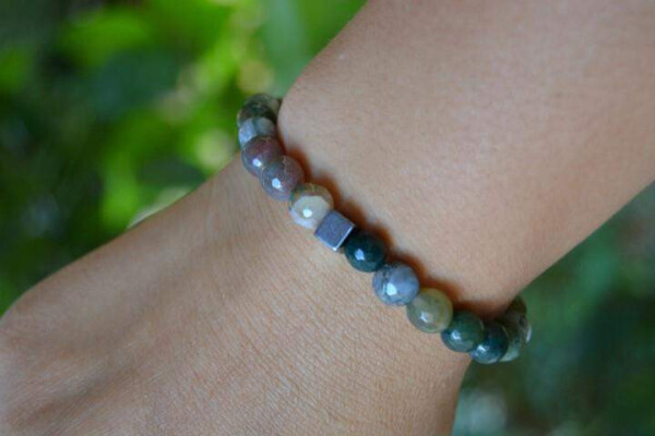 Indian Agate Unisex Natural Stone Bracelet for Both Women and Men, Locally Produced Turkish Goods - 3