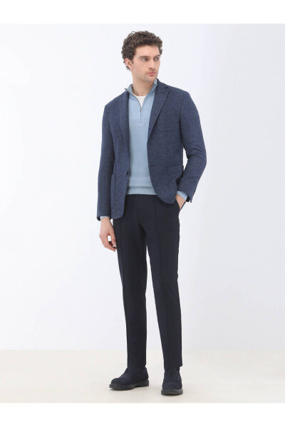 Indigo Micro Regular Fit Wool Blend Jacket - 1