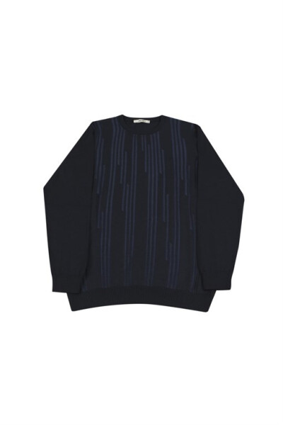 Indigo Slim Fit Crew Neck Patterned Knit Sweater - 11