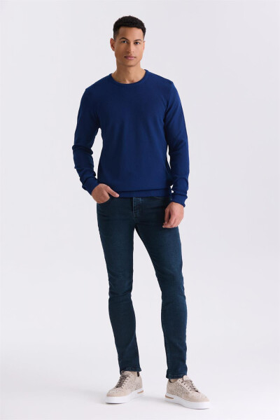 Indigo Slim Fit Krujka Yoqasi Naqshli Triko Ko'ylagi - 6