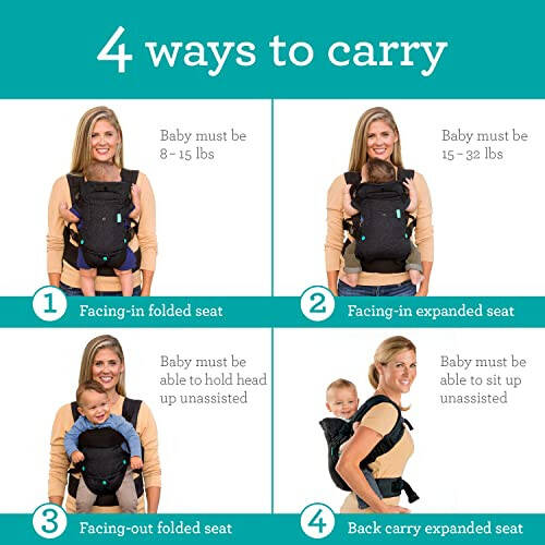 Infantino Flip 4-in-1 Carrier - Ergonomic for Newborns and Older Babies 8-32 lbs - 26