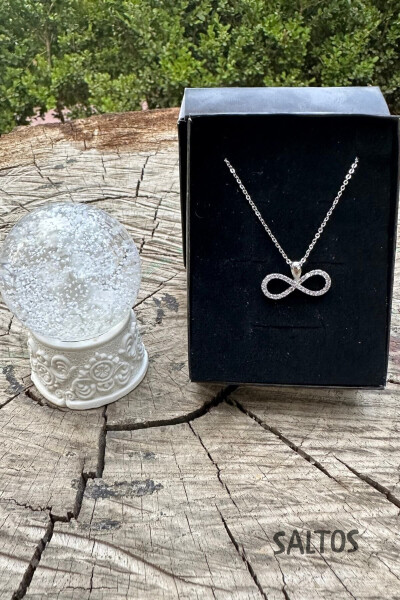 Infinity Zircon Necklace Snow Globe Birthday Gift Infinity Necklace Sphere Gift for Friend Girlfriend - 1