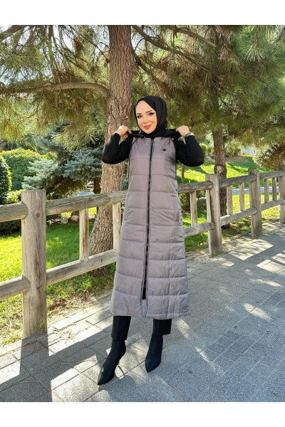 Inflatable Quilted Fiber Filled Women's Winter Long Sports Vest 50007 - 1