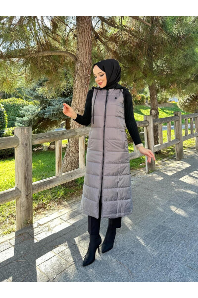 Inflatable Quilted Fiber Filled Women's Winter Long Sports Vest 50007 - 2