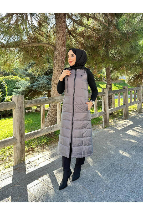 Inflatable Quilted Fiber Filled Women's Winter Long Sports Vest 50007 - 3