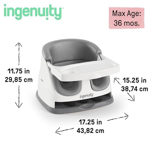 Ingenuity Baby Base 2-in-1 Booster Feeding and Floor Seat with Self-Storing Tray - Slate - 42