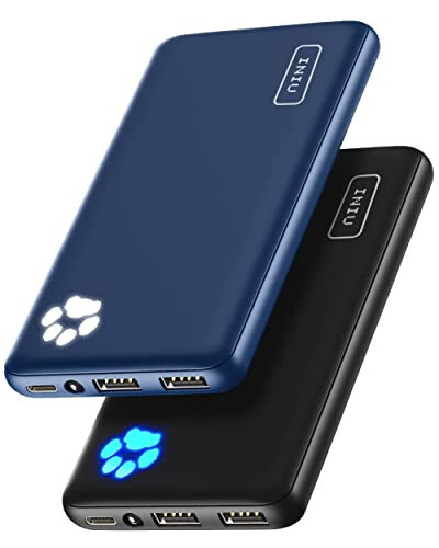 INIU [2'li Paket] Taşınabilir Şarj Cihazı, En İnce ve En Hafif USB C 10000mAh Power Bank, Üçlü 3A Yüksek Hızlı Telefon Pil Paketi iPhone 15 14 13 12 11 Pro X Samsung S22 S21 Google iPad Tablet ile Uyumlu - 1