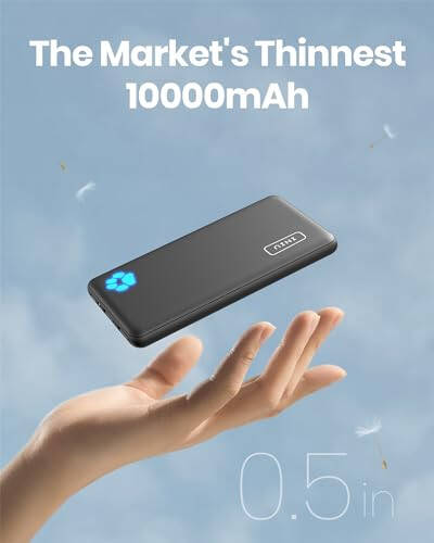 INIU Portable Charger, Slimmest 10000mAh 5V/3A Power Bank, USB C in&Out High-Speed Charging Battery Pack, External Phone Powerbank Compatible with iPhone 15 14 13 12 X Samsung S22 S21 Google iPad etc - 2