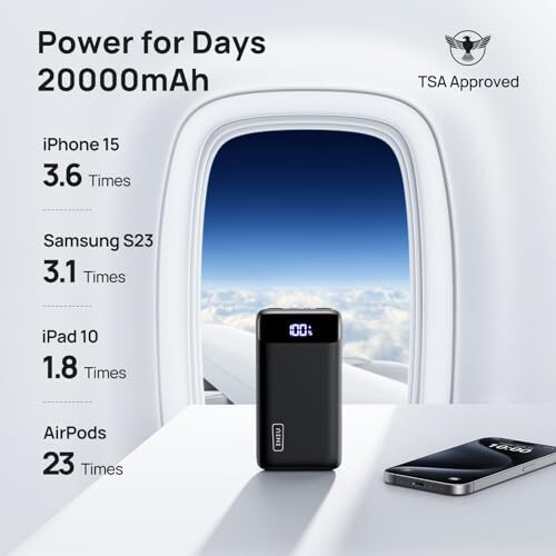 INIU Портативное зарядное устройство, 22,5 Вт 20000 мАч USB C вход & выход Power Bank Быстрая зарядка, PD 3.0 + QC 4.0 LED дисплей Аккумулятор для телефона, совместимый с iPhone 15 14 13 12 Pro Samsung S21 Google iPad планшет, и т. д. - 10