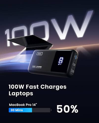 INIU Power Bank, 25000mAh 100W USB C Портативное зарядное устройство для ноутбука, быстрая зарядка PD QC с 3 выходами, внешний аккумулятор для ноутбука MacBook Dell XPS iPad планшета Steam Deck iPhone 15 14 13 Pro Samsung S22 и т. д. - 7