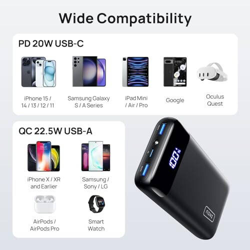 INIU Taşınabilir Şarj Cihazı, 22.5W 20000mAh USB C Giriş & Çıkış Güç Bankası Hızlı Şarj, PD 3.0+QC 4.0 LED Ekran Telefon Pil Paketi iPhone 15 14 13 12 Pro Samsung S21 Google iPad Tablet ile Uyumlu, vb. - 11