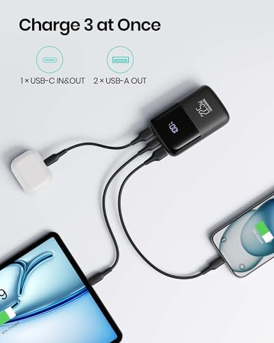 INIU Taşınabilir Şarj Cihazı, En Küçük 22.5W 10000mAh Güç Bankası, USB C Giriş/Çıkış Hızlı Şarj 3 Çıkışlı Mini Pil Paketi Şarj Cihazı, iPhone 15 14 13 12 11 Samsung S23 Google iPad Tablet için Telefon Tutucu ile - 5