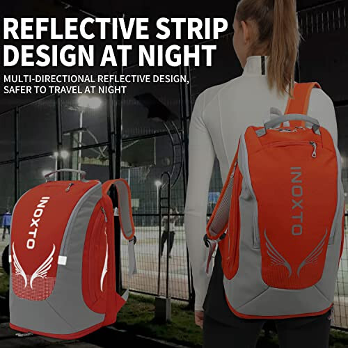 INOXTO 40L Tennis Bags for Women and Men Large Tennis Backpack Can Hold 2 Tennis Rackets, Waterproof and Breathable Pickleball Bag With Independent Shoe Storage for Tennis Badminton Travel Camping - 6