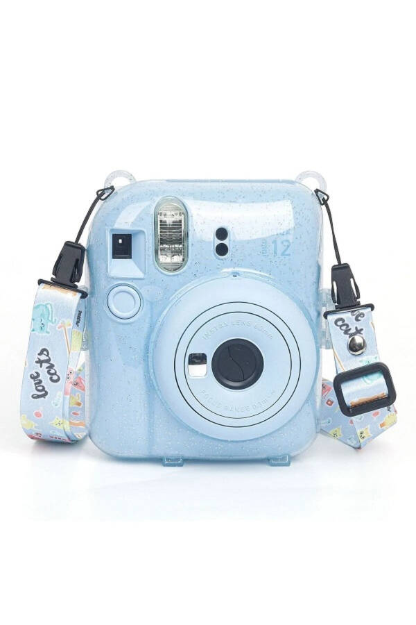 Instax Mini 12 Camera - 10 Pack Film - Glitter Plexiglass Case And Magnetic Frame Set 2 Blue - 4