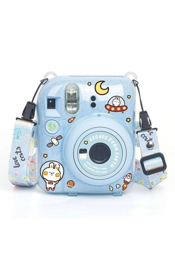 Instax Mini 12 Camera - 10 Pack Film - Glitter Plexiglass Case And Magnetic Frame Set 2 Blue - 14