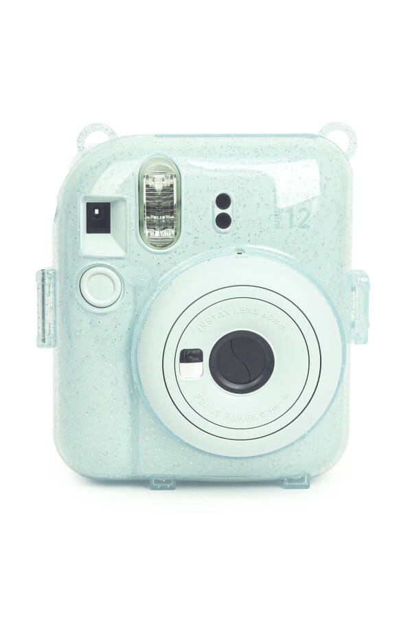 Instax mini 12 Green Camera - 10 Pack Film - Clip Stand - PVC Album and Glitter Plexiglass Case Set - 2