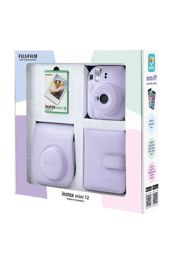 Instax mini 12 Lila Rangli Kamera 10 Donali Film Kvadrat Albom va Charm Qobiq Bundle Box - 3