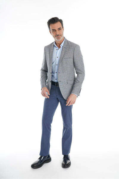 İntersivin Slim Fit Yarım Astarlı Erkek Yazlık Gri Blazer Tek Ceket - 3