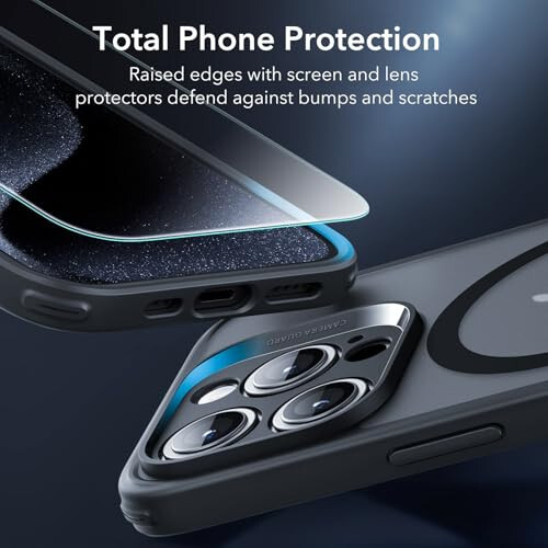 iPhone 15 Pro Max Kılıf Seti ESR, Şeffaf Mat Kılıf ve Ekran Koruyucu, MagSafe Uyumlu, Askeri Sınıf Koruma, Klasik Serisi, Donuk Siyah - 5