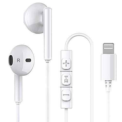 iPhone Headphones, Wired Lightning Headphones for iPhone 13 14 12 Pro Max MFi Certified Lightning Earbuds with Microphone & Volume Control for 11 XR SE - 1