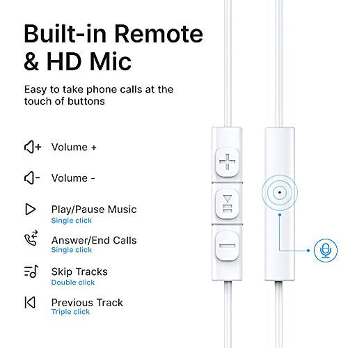 iPhone Kulaklıkları, iPhone 13 14 12 Pro Max için Kablolu Lightning Kulaklıklar MFi Sertifikalı Lightning Kulak İçi Mikrofonlu ve Ses Kontrolü ile 11 XR SE - 2