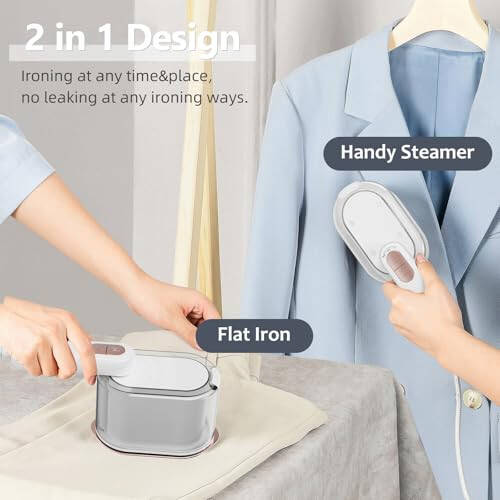 iRUNTEK Steamer for Clothes, Steamer and Iron 2 in 1, 30s Fast Heat-up, 1000W Strong Penetrating Steam, Removes Wrinkle, Portable Handheld Garment Steamer for Home and Travel, White - 6