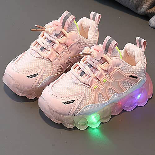 IWIHMIV Kids Tennis Shoes Boys Running Sports Shoes Breathable Athletic Shoes Luminous Lightweight Walking Shoes for Girls - 2