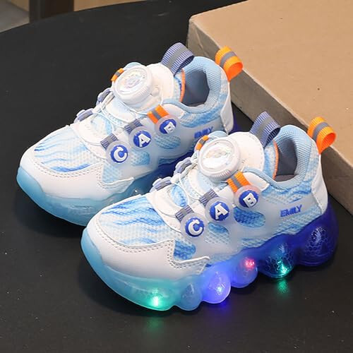 IWIHMIV Toddler Girl Tennis Shoes Light Up Toddler Boys & Girls Shoes Kids Running/Walking Breathable Lightweight Sports Shoes - 2