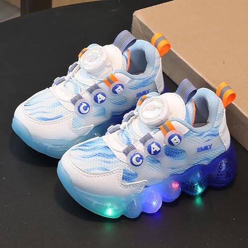 IWIHMIV Toddler Girl Tennis Shoes Light Up Toddler Boys & Girls Shoes Kids Running/Walking Breathable Lightweight Sports Shoes - 2