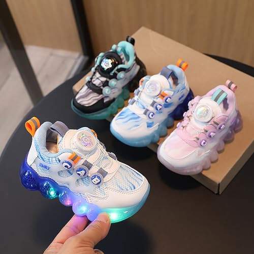 IWIHMIV Toddler Girl Tennis Shoes Light Up Toddler Boys & Girls Shoes Kids Running/Walking Breathable Lightweight Sports Shoes - 5