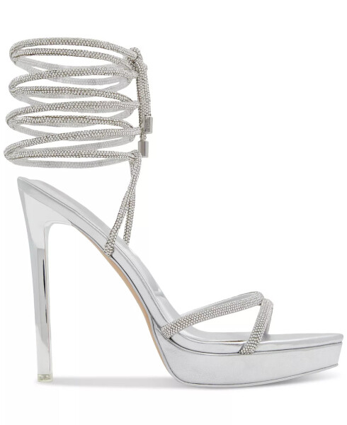 Izabella Ghillie Ankle-Tie Dress Sandals Silver - 7