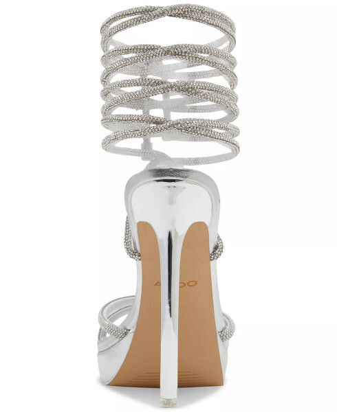 Izabella Ghillie Ankle-Tie Dress Sandals Silver - 8