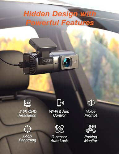 iZEEKER 2.5K Dash Cam WiFi Araç Kamerası, Mini Araç Kamerası 1440P Ön Kamera Uygulama ile, Ücretsiz 32GB Kart, Gece Görüşü, WDR, G-Sensör, Döngü Kaydı, 24 Saat Park Modu Desteği - 2