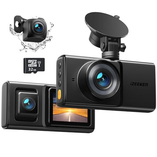 iZEEKER 3 Channel Dash Cam Front and Rear Inside, 2K Single, 1080P Triple Dash Camera for Cars with MicroSD Card, Infrared Night Vision for Taxi Driver, Accident Record, Loop Recording, Parking Mode - 6