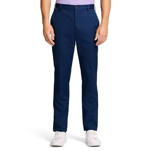 IZOD Erkek Amerikan Chino Düz Ön Cepli Düz Kesim Pantolon - 1