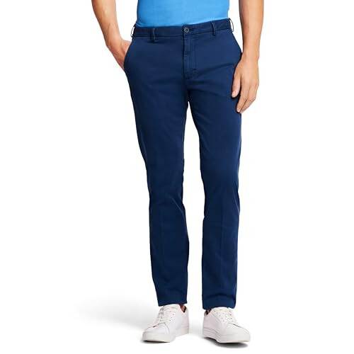 IZOD Erkek Saltwater Streç Düz Ön Slim Fit Chino Pantolon - 1