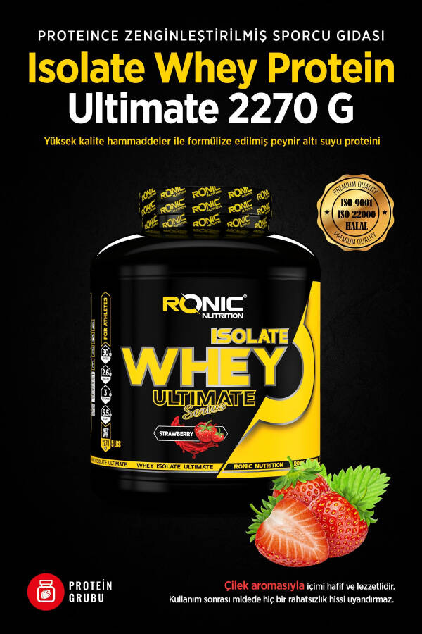 İzole Whey Protein Tozu Ultimate 2270 G Kas Yapımına Yardımcı Protein Tozu (ÇİLEK AROMALI) - 4