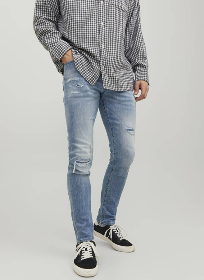 Jack & Jones 12229202_JJIGLENN JJBLAIR GE 202 No Movi Erkaklar uchun past bel slim fit jinsi shimlari - 2