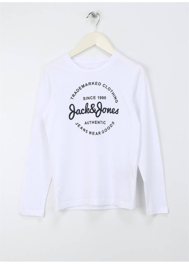 Jack & Jones Baskılı Beyaz Erkek T-Shirt JJFOREST TEE LS CREW NECK JNR - 3