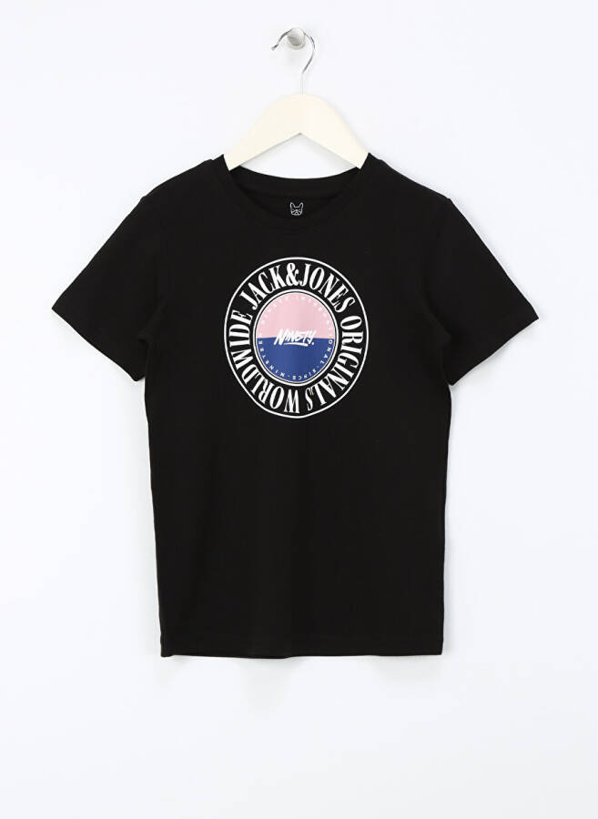 Jack & Jones Baskılı Siyah Erkek T-Shirt JORCOBIN TEE SS CREW NECK JNR - 1